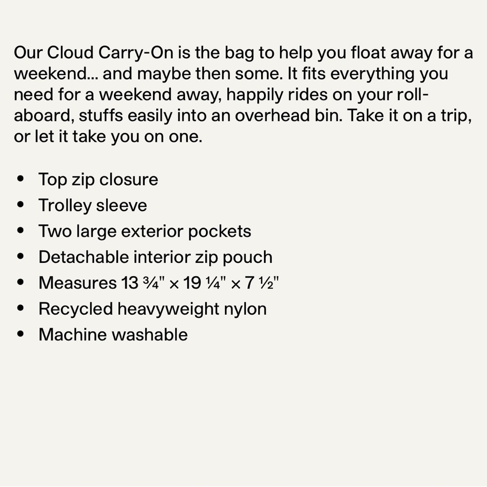 NWT BAGGU BLACK Cloud Carry-on - Picture 4 of 6